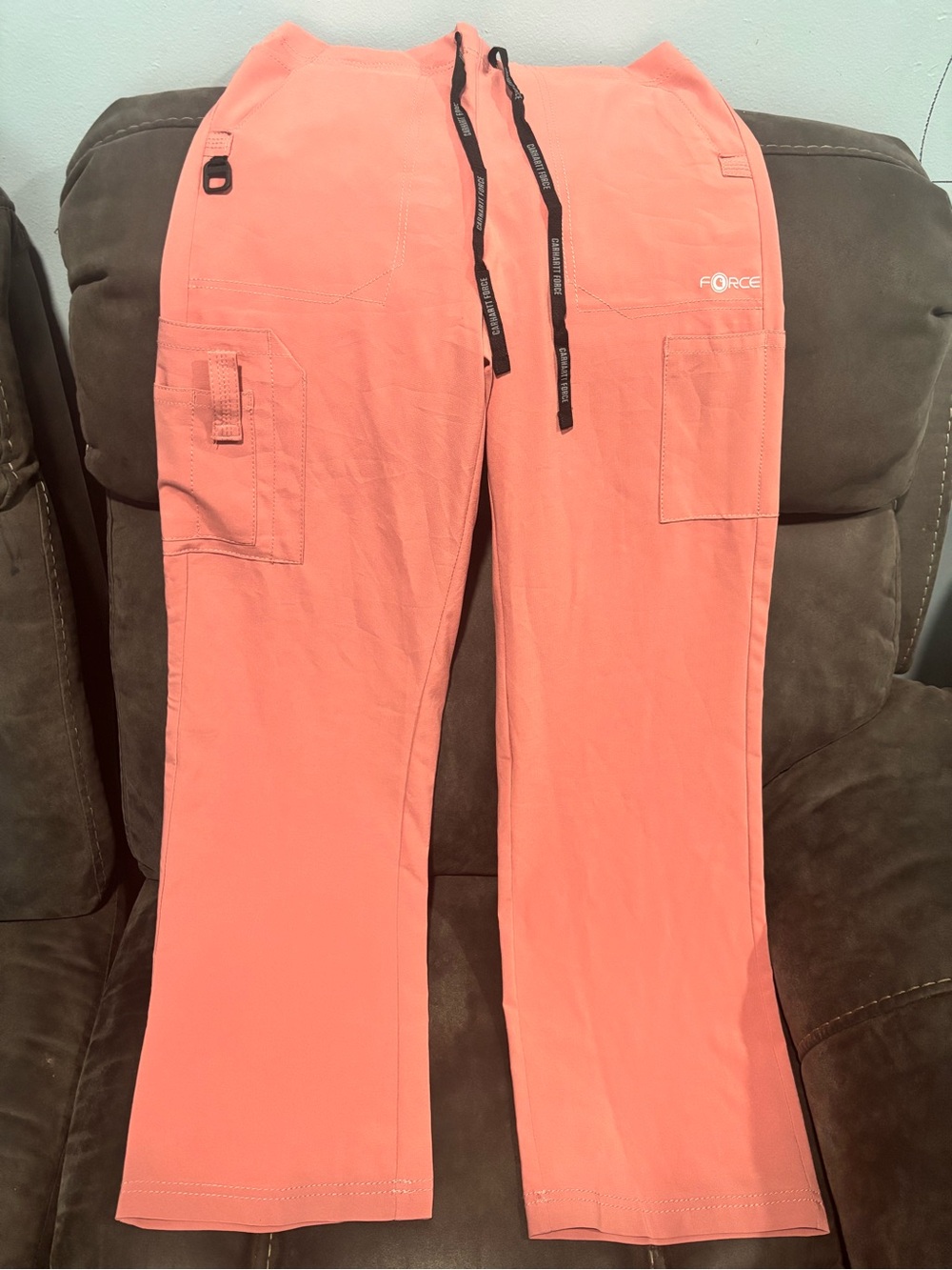 Force1 Coral Cargo Pants with Black Drawstrings